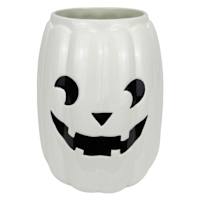 Tricky Treats White Ceramic Jack-o'-Lantern Planter, 11"