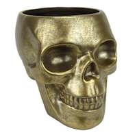 Spellbound Gold Skull Ceramic Planter, 7"