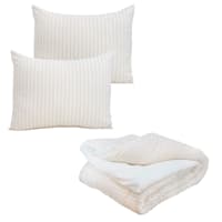 Honeybloom 3-Piece Light Brown Striped Comforter Set, Full/Queen