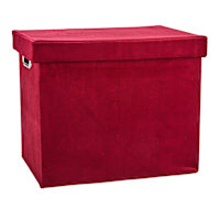 Providence Burgundy Velvet Fabric Storage Basket with Lid, Large