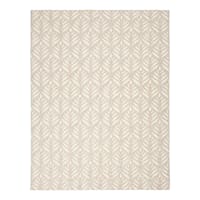 (E526) Ivory & Silver Leaf Outdoor Area Rug, 7x10