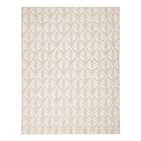 (E526) Ivory & Silver Leaf Outdoor Area Rug, 5x7