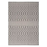 (E529) Charcoal Moroccan Outdoor Area Rug, 5x7