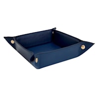 Providence Blue Leather Tray, 8.5"
