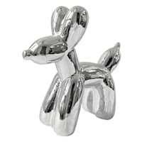 Silver Ceramic Dog, 6.5"