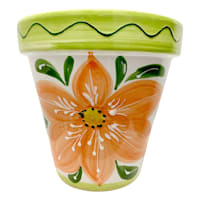 Hand Painted Spanish Orange Flower Outdoor Planter, Small