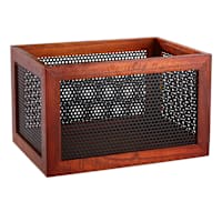 Wood & Metal Rectangle Storage Basket, Large