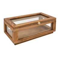 Honeybloom Brown Wood Glass Box, 11x6