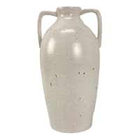 Honeybloom White Speckled Ceramic Vase with Handles, 12"