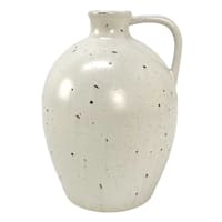 Honeybloom White Speckled Ceramic Vase with Handle, 8.5"
