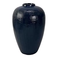 Honeybloom Dark Blue Textured Ceramic Vase, 10"