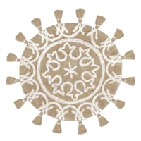 Tan Round Tufted Bath Rug, 24"