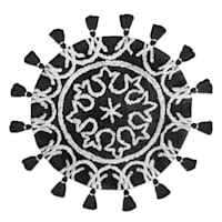 Black Round Tufted Bath Rug, 24"