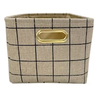 Honeybloom Grid Print Canvas Storage Basket, Large