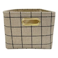 Honeybloom Grid Print Canvas Storage Basket, Small