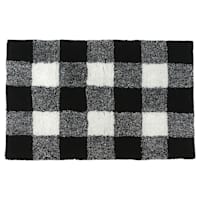 Black Buffalo Check Tufted Cotton Bath Rug, 20x30