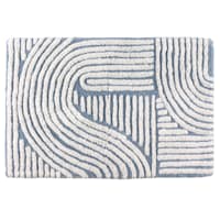 Blue Tufted Swirl Cotton Bath Rug, 20x30