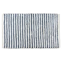 Blue Chenille Loop Cotton Bath Rug, 20x30