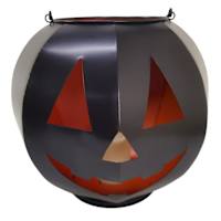 Happy Haunting LED Black Metal Jack-o'-Lantern, 14.5"