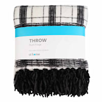 Black Plaid Fringe Throw Blanket, 50x60