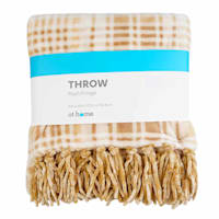 Natural Plaid Fringe Throw Blanket, 50x60