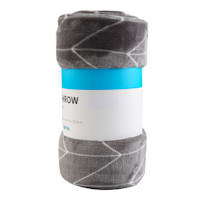 Dark Grey Herringbone Print Micro Plush Throw Blanket, 50x60