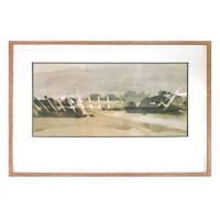 Honeybloom Glass Framed Watercolor Pasture II Print Wall Art, 41x29