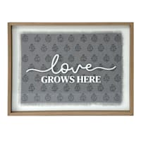 Honeybloom Glass Framed Love Grows Here Print Wall Sign, 20x16