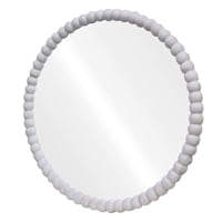 Honeybloom White Beaded Round Wall Mirror, 28"