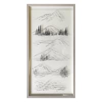 Ty Pennington Glass Framed Mountain Ink II Print Wall Art, 19x37