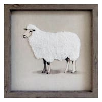 Honeybloom Vintage Embroidery Sheep Wall Decor, 12"