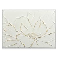Providence Framed White Flower with Gold Canvas Wall Art, 36x24