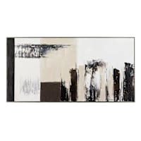 Crosby St. Abstract Oil Painting With Black & Silver Frame, 28x56