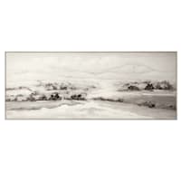 Ty Pennington Landscape Oil Painting with White Wood Grain Frame Wall Art, 71x28