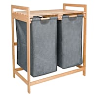 Bamboo Laundry Double Sorter with Removable Liners