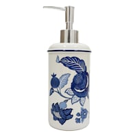 Providence Blue Pomegranate Floral Soap Dispenser, 7.9"