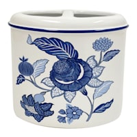 Providence Blue Pomegranate Floral Toothbrush Holder, 4.5"