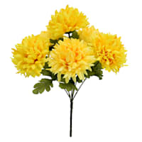 Light Yellow 6-Head Chrysanthemum Floral Bush, 13"