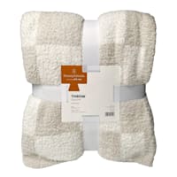 Honeybloom Grey Checkered Cozy Knit Throw Blanket, 50x60