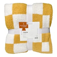 Honeybloom Yellow Checkered Cozy Knit Throw Blanket, 50x60