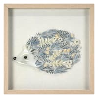Honeybloom Glass Framed Hedgehog Print Wall Decor, 12"