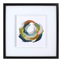 Glass Framed Colorful Abstract Print Wall Art, 17"