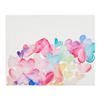 Colorful Abstract Hearts Canvas Wall Art, 14x11