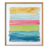 Glass Framed Colorful Abstract Print Wall Art, 25x31