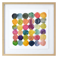 Glass Framed Colorful Circles Print Wall Art, 21"