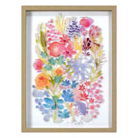 Glass Framed Colorful Floral Print Wall Art, 12x16