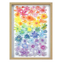Glass Framed Colorful Floral Print Wall art, 12x16