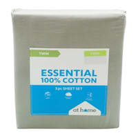 3-Piece Grey 200 Thread Count Brushed Cotton Sheet Set, Twin/Twin XL
