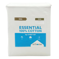4-Piece White 200 Thread Count Brushed Cotton Sheet Set, King