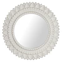 Carved White Floral Wall Mirror, 24"